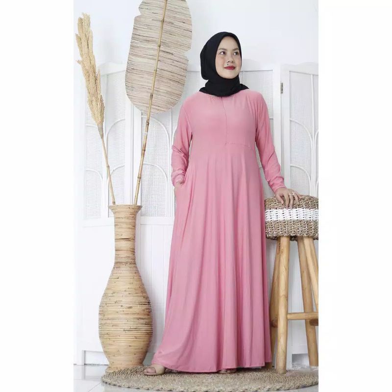 [Fashion Muslim] Gamis JERSEY POLOS XXXL premium | super jumbo | tebal | busui | saku | terlaris