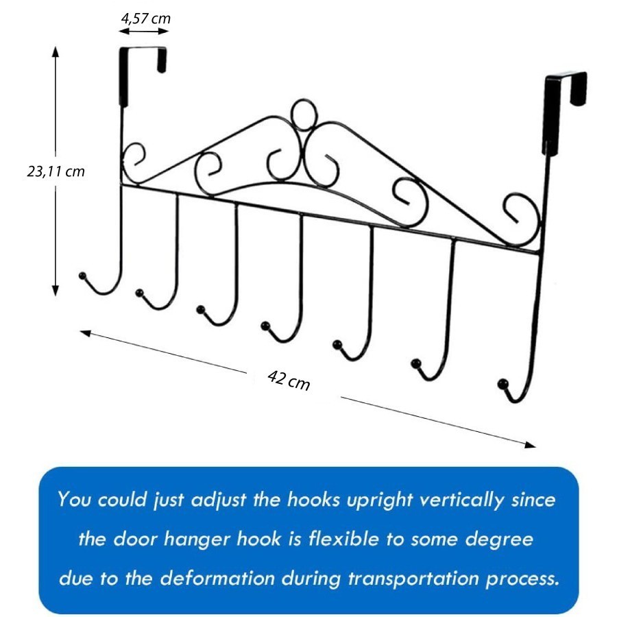 7 Hook Gantungan Baju belakang Pintu Steel Clothes Hanger