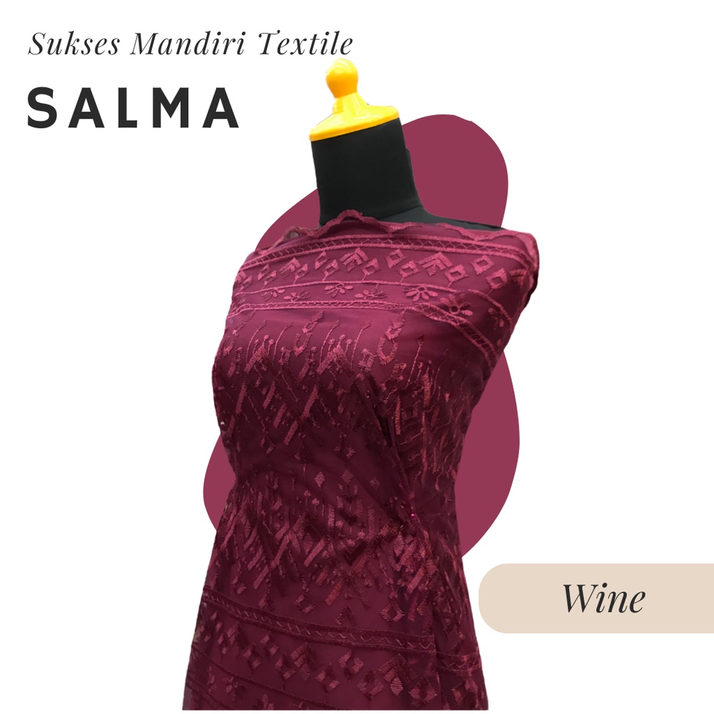 [SALMA] Brokat Brukat Tile Sapto Tribal Premium Mewah Warna Wine Merah Marun Maroon Burgundy | Harga