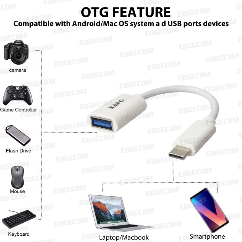 BAFO Kabel OTG USB 3.1 TYPE C to USB 3.0 Female 15cm BF-H389