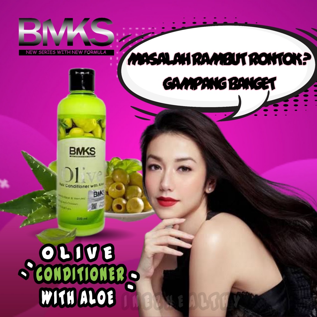 BMKS OLIVE CONDITIONER WITH ALOE PERAWATAN RAMBUT RONTOK 250ML ORIGINAL BPOM