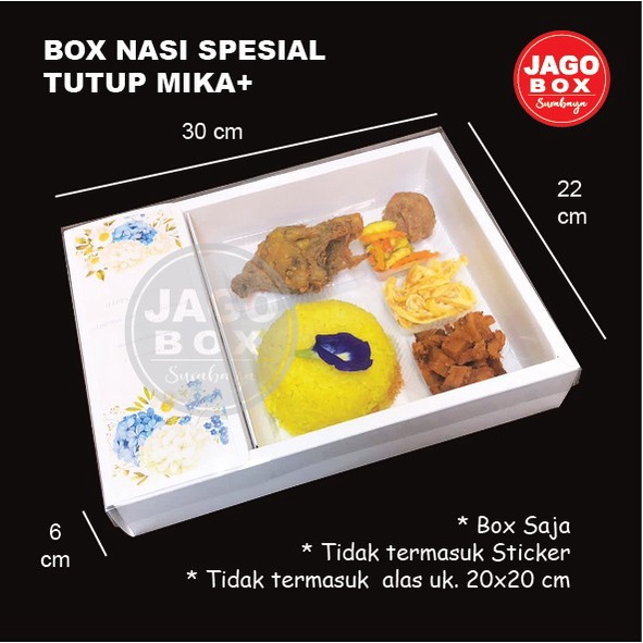 Box Nasi Special / Hantaran 22x30 cm Tutup Mika - Ivory Putih