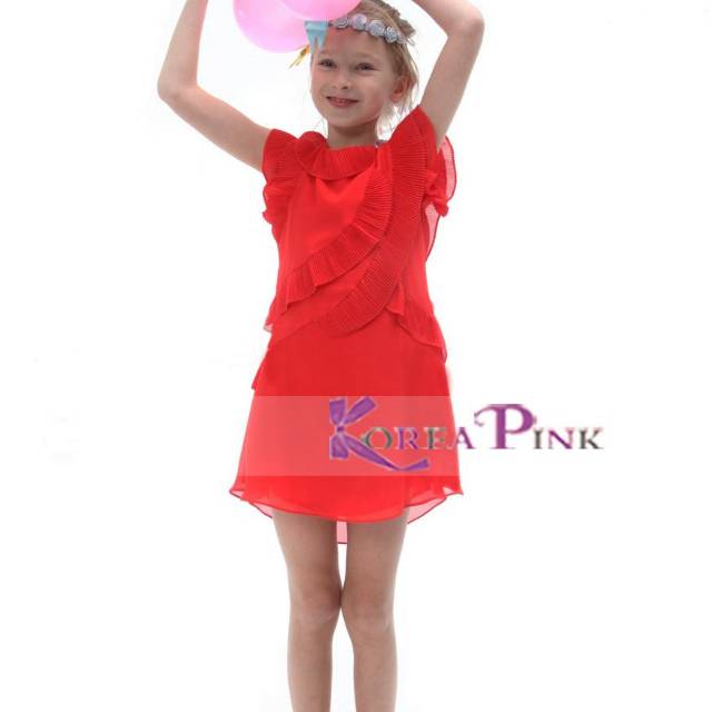 Dress Anak siffon Korea Pink Kode KP 110