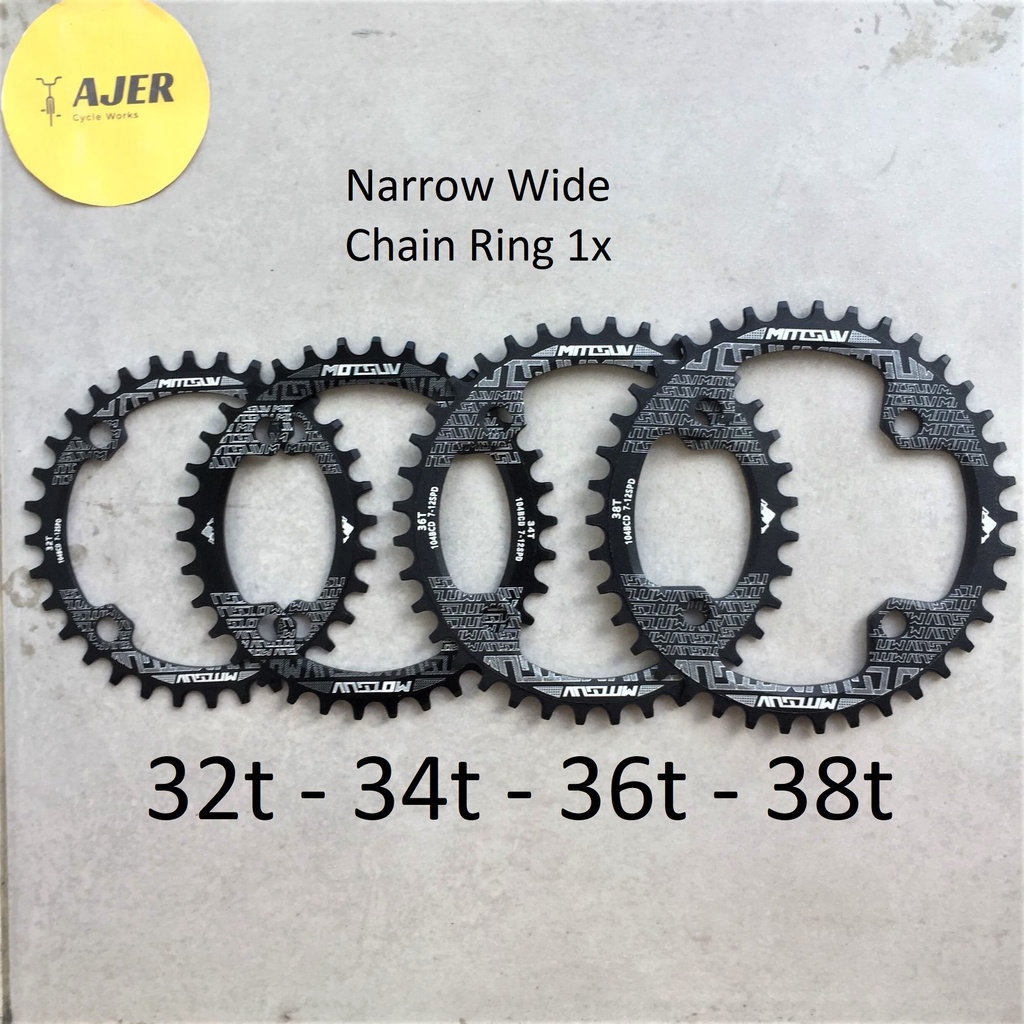 Chain Ring narrow wide single 104 BCD sprocket gir depan sepeda one by 32t 34t 36t 38t