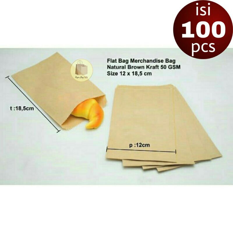 

Paperbag Flat Kantong Kertas Coklat Souvenir XS 12x18.5 cm (isi 100 pcs)