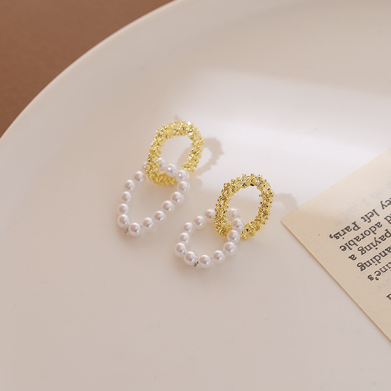 Sterling silver jarum Korea Mutiara musim panas baru anggun kepribadian khusus bunga desain anting-a