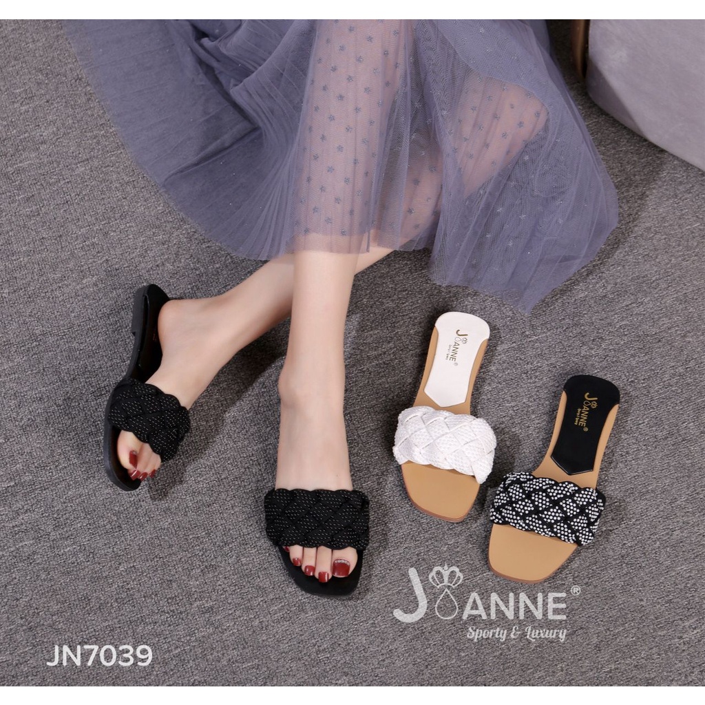 JOANNE Pearl Woven Slide Sandals Sling Kepang #JN7039 ORIGINAL