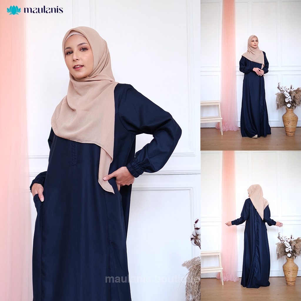 Gamis syar'i polos mikaila toyobo original bahan premium tebal dan adem - Navy
