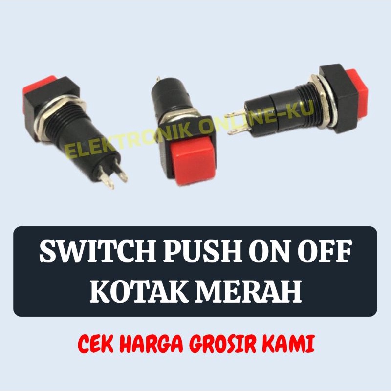 SWITCH TELOLET PUSH ON OFF MERAH KOTAK