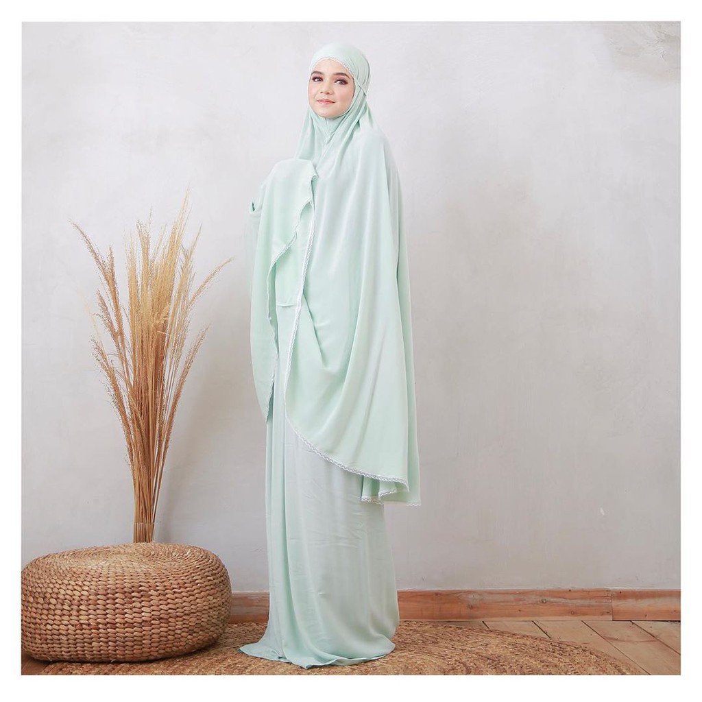 Mukena Travel Giggles - Faith Mint | Mukena Katun Rayon Polos