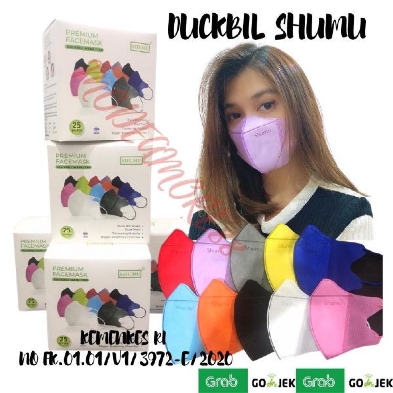 (Duckbill) Masker Duckbill Shumu Garis Warna Warni isi 25pcs
