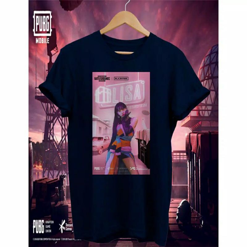 KAOS LISA BLAKCPINK COLLAPS WITH PUBG BAJU TSHIRT COMBED 30S