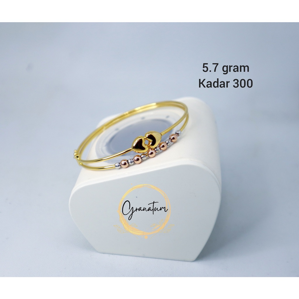 Gelang Emas Asli 5.7 gram Kadar 300 Model Love Bola 2 Warna