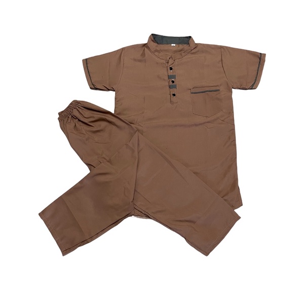 KOKO KURTA ANAK KANCING USIA 1-10 TAHUN-KANCING CARAMEL