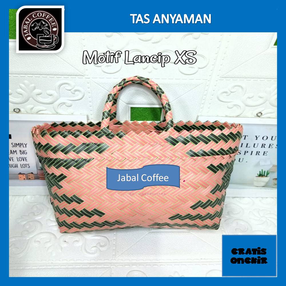 Tas Anyaman Plastik XS Ukuran 24 x 11 x 24 Cm Motif Lancip / Tas Anyaman Plastik Kotak Murah / Tas Belanja Anting