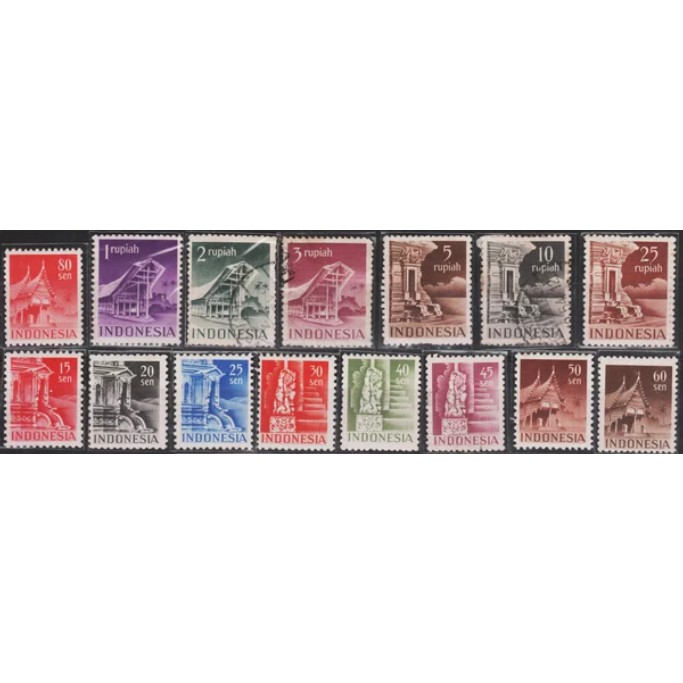 

Perangko Filateli M71 Indonesia MNH 15v 01.09.1949 Temples & Buildings