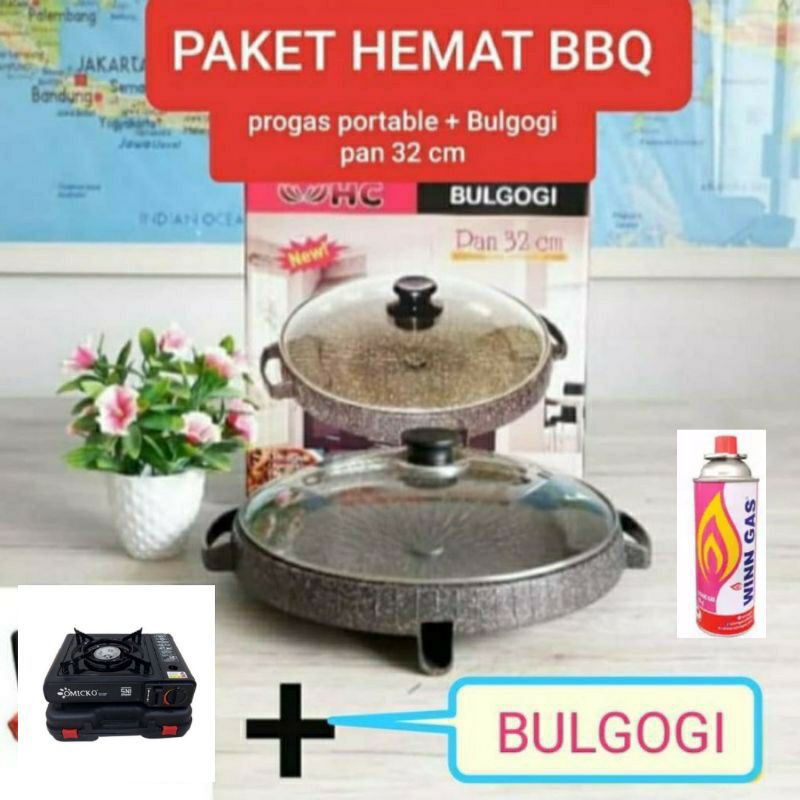 progas , Bulgogi Fan , Paket , Kompor Portable  + BBQ , Bulgogi Fan 32CM