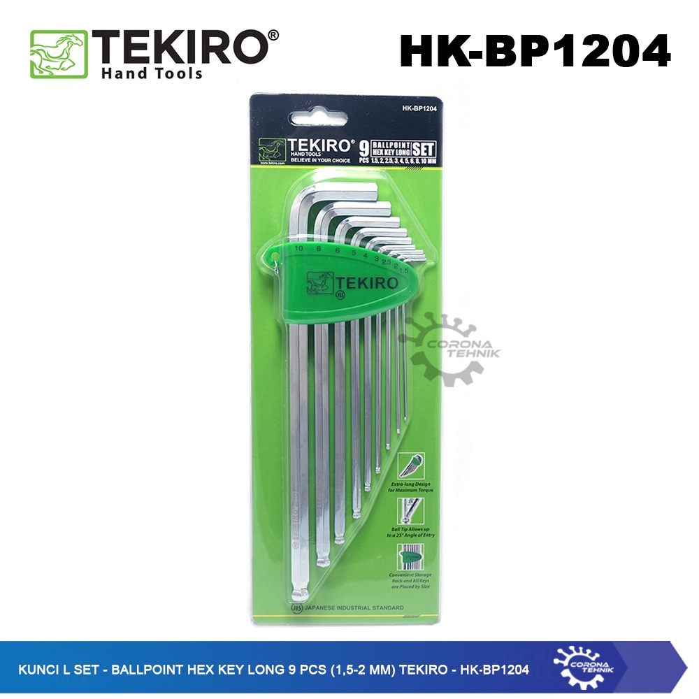 Tekiro - HK-BP1204 - Kunci L Set Ballpoint 9 Pcs Panjang