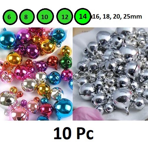 Bell lonceng kelintingan Warna Warni &amp; Silver&amp;Emas Uk 6mm - 14mm Harga/10pc