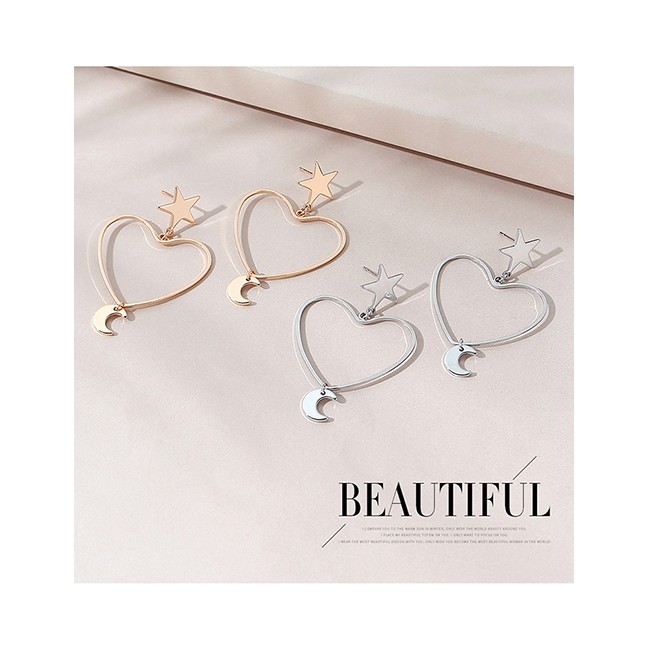 Anting Tusuk Fashion Kc Hollow Love Star And Moon Y65405