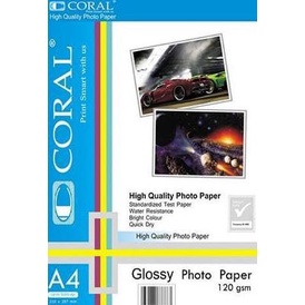 

Coral Glossy Paper A4-120 Gr Pack = 100 Sheets Star Seller Termurah