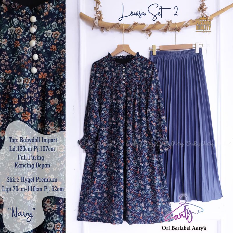 Setelan rok wanita terbaru Louisa set #2 ORI anty