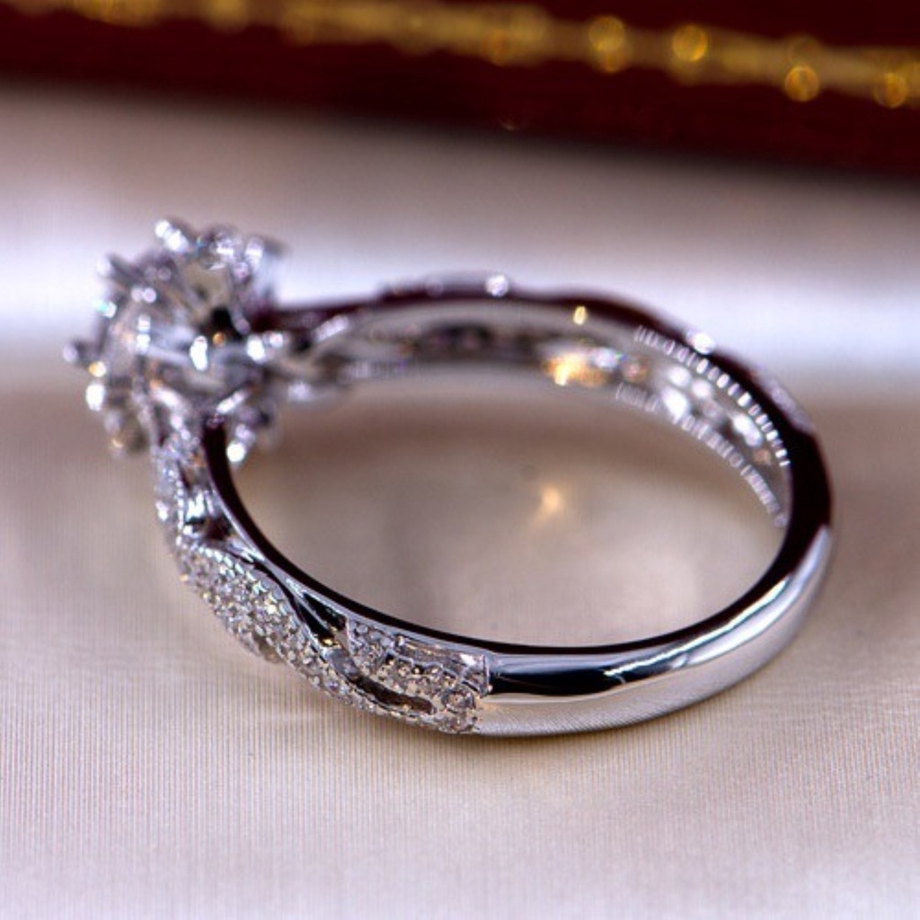 Hu Hu Hu Hu Hu Alat Bantu Pasang Kacamata♡ Cincin Wanita Bentuk Bunga Aksen Berlian Imitasi Untuk Hadiah Valentine