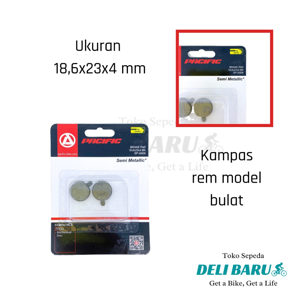 Kampas rem pacific 506 disc brake pad bulat cakram zoom sepeda MTB