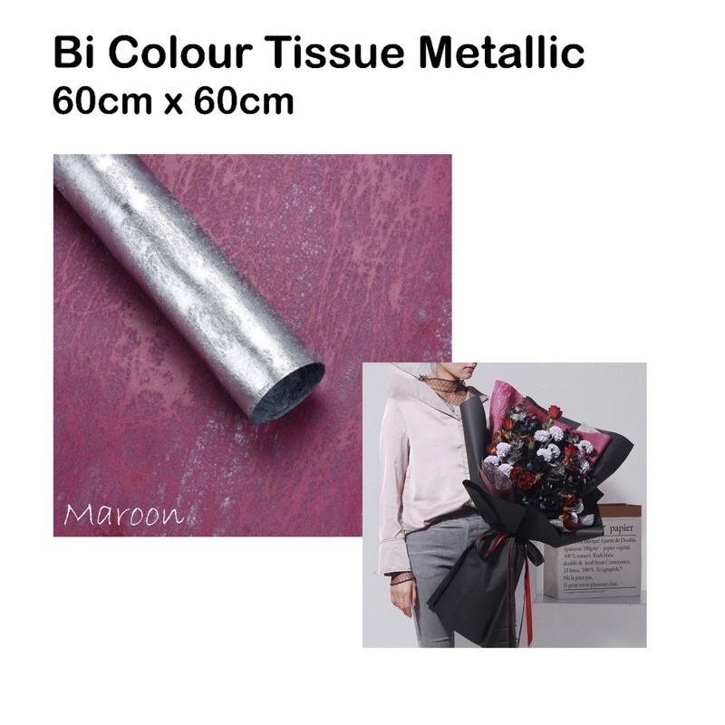 

READY | Metalic tissue paper | wrapping tisu metalik bolak balik 2 warna per lembar | kertas bunga