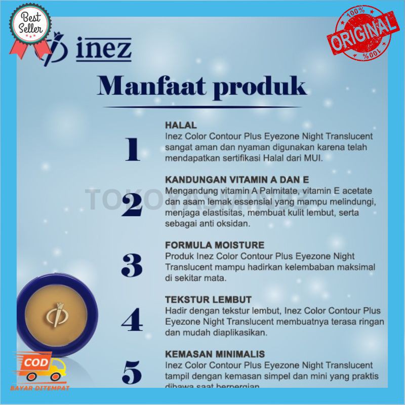 Inez Color Contour Plus Eyezone Night Translucent Cream Murah