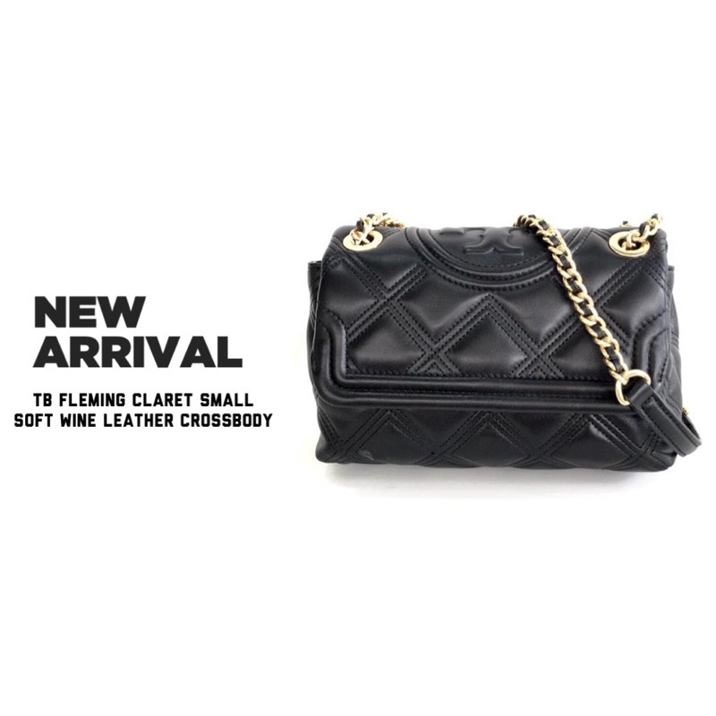 Tas Selempang Tory Burch Fleming Claret Small  Soft Wine Leather Crossbody Bag