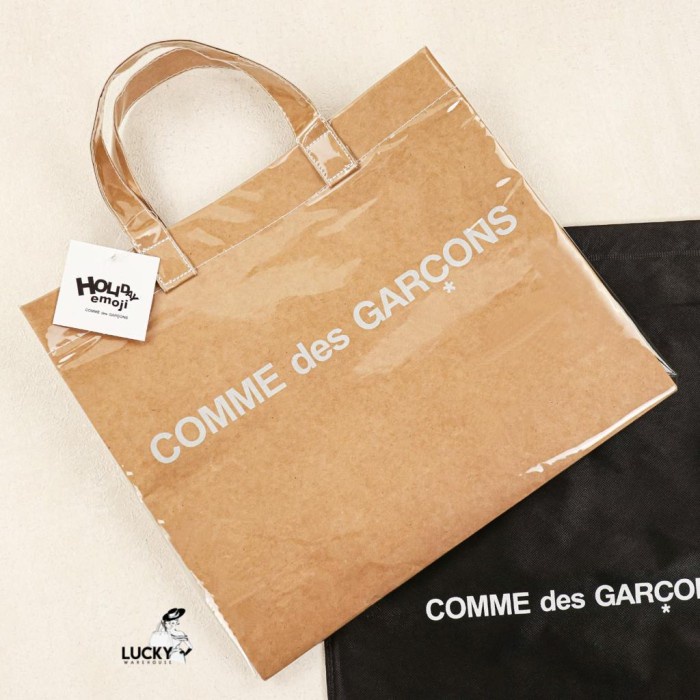 Terlaris COMME des GARCONS CDG Tote Bag in Kraft Plastic - ORIGINAL 100% - Cokelat