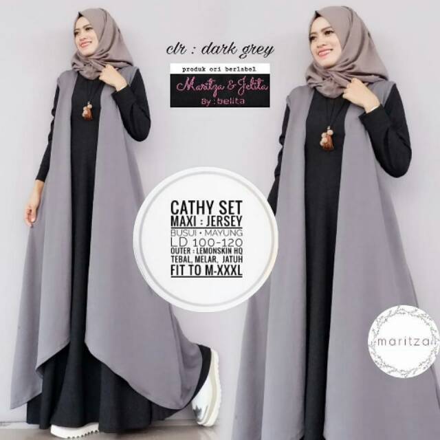 Cathy set matt jersey busui mayung Ld 100-120 dress wanita dress  maxi