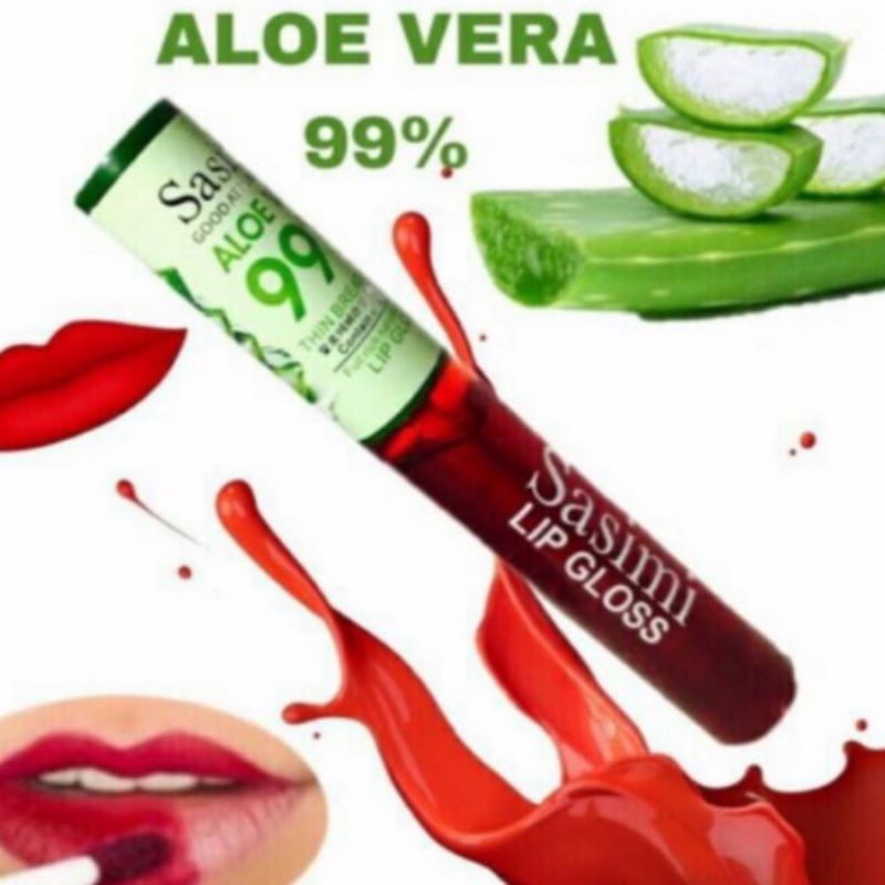 Perpcs Lipglos Sasimi Aloe Vera 99% Varian Warna