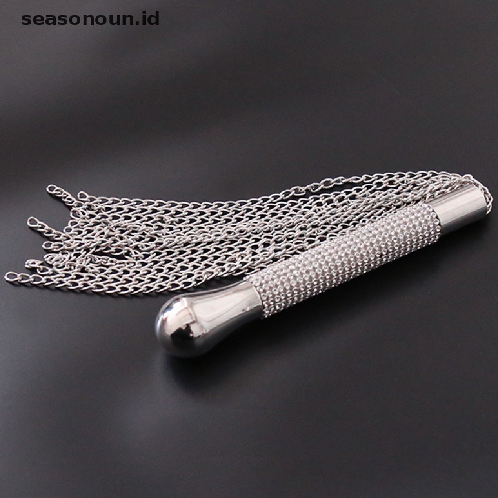 (seasonoun) Cambuk Kuda Bahan Metal Alloy Dengan Rantai Rumbai + Gagang Kristal