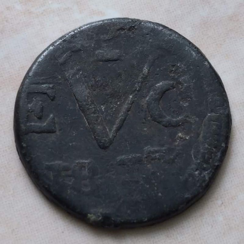 Koin Kuno Timah 1 Doit Java 1814 VEIC British East Indies - Error Rotasi