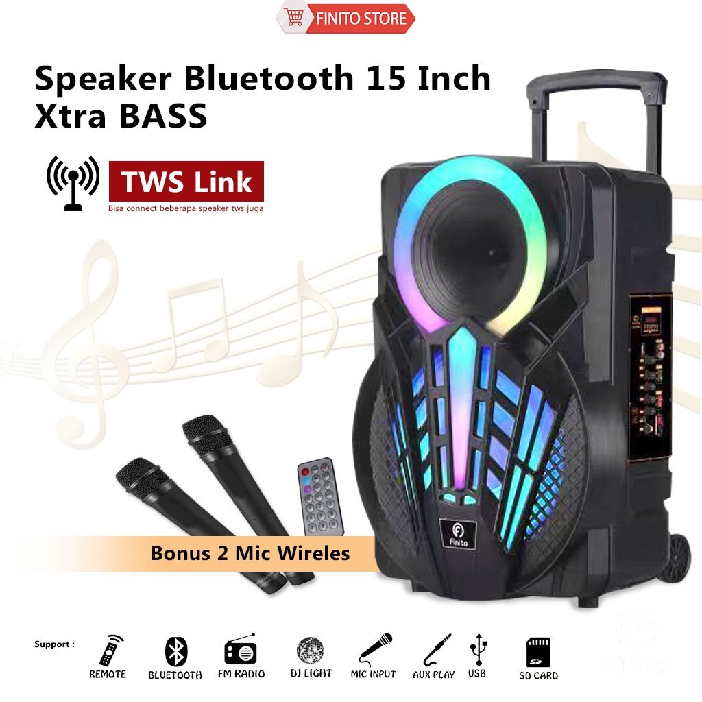 Speaker Meeting Bluetooth 15 Inch / 12 Inc Free 2 Mic Wireles New