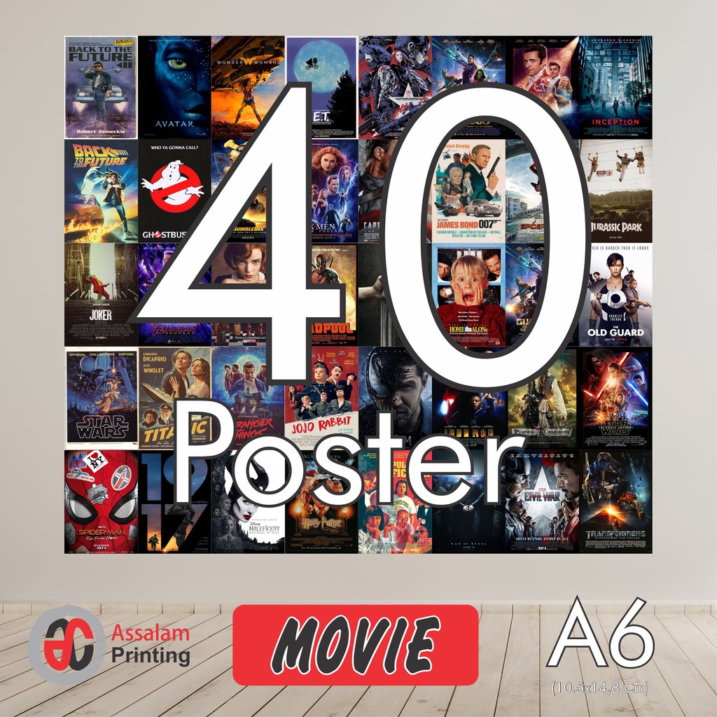 (40PCS) POSTER AESTHETIC ANIME COMIK CARTOON FOOTBALL RETRO BAND BRAND MOVIE ISI 80PCS WALL DECOR-Movie 40