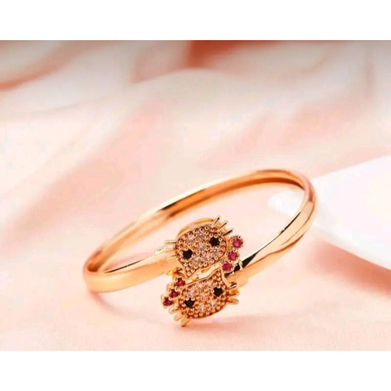 Gelang keroncong hello Kitty anak wanita atau perempuan titanium rosegold termurah