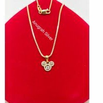 (COD)Kalung anak italy santa+liontin Mickey mouse Rose gold perak asli 925/Silver lapisan mas kuning