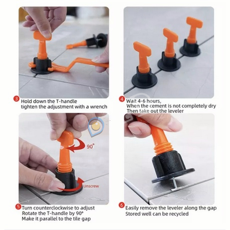 [COD] 50 PCS Alat Perata Pasang Keramik Tipe Putar Pin Bisa Dibuka Dipakai Ulang - Spacer Keramik Granit - Solid Tile Leveling Set - Alat Bantu Meratakan Pemasangan Keramik