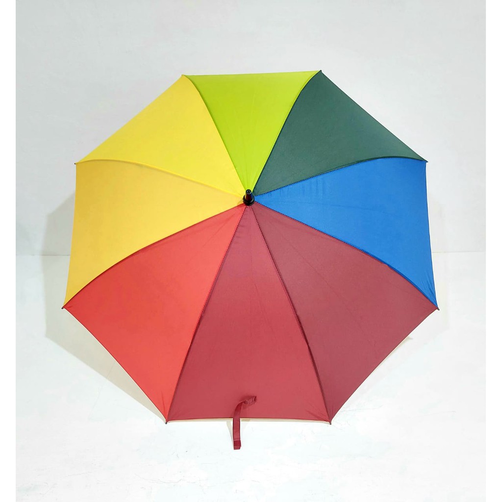 PROMO!!! Payung Golf Rainbow Pelangi Gagang J Otomatis Buka Bahan Nylon Anti UV