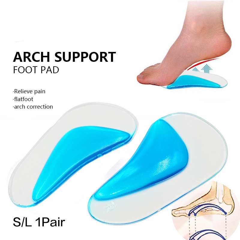 Gel Silikon Orthotic Arch Dukungan Sol Datar Kaki Korektor Bantal Sepatu Masukkan Bantalan Ortopedi