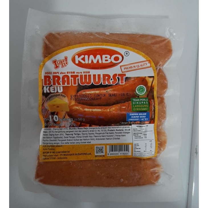 

Sosis Kimbo Bratwurst rasa keju 500gram