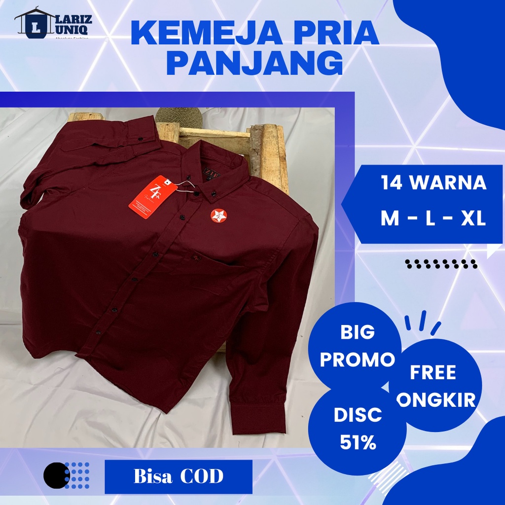 Kameja Kantor Resmi Kemeja Kerja Formal Pria Baju Hem Casual Laki laki Atasan Cowok Polos Lengan Pan