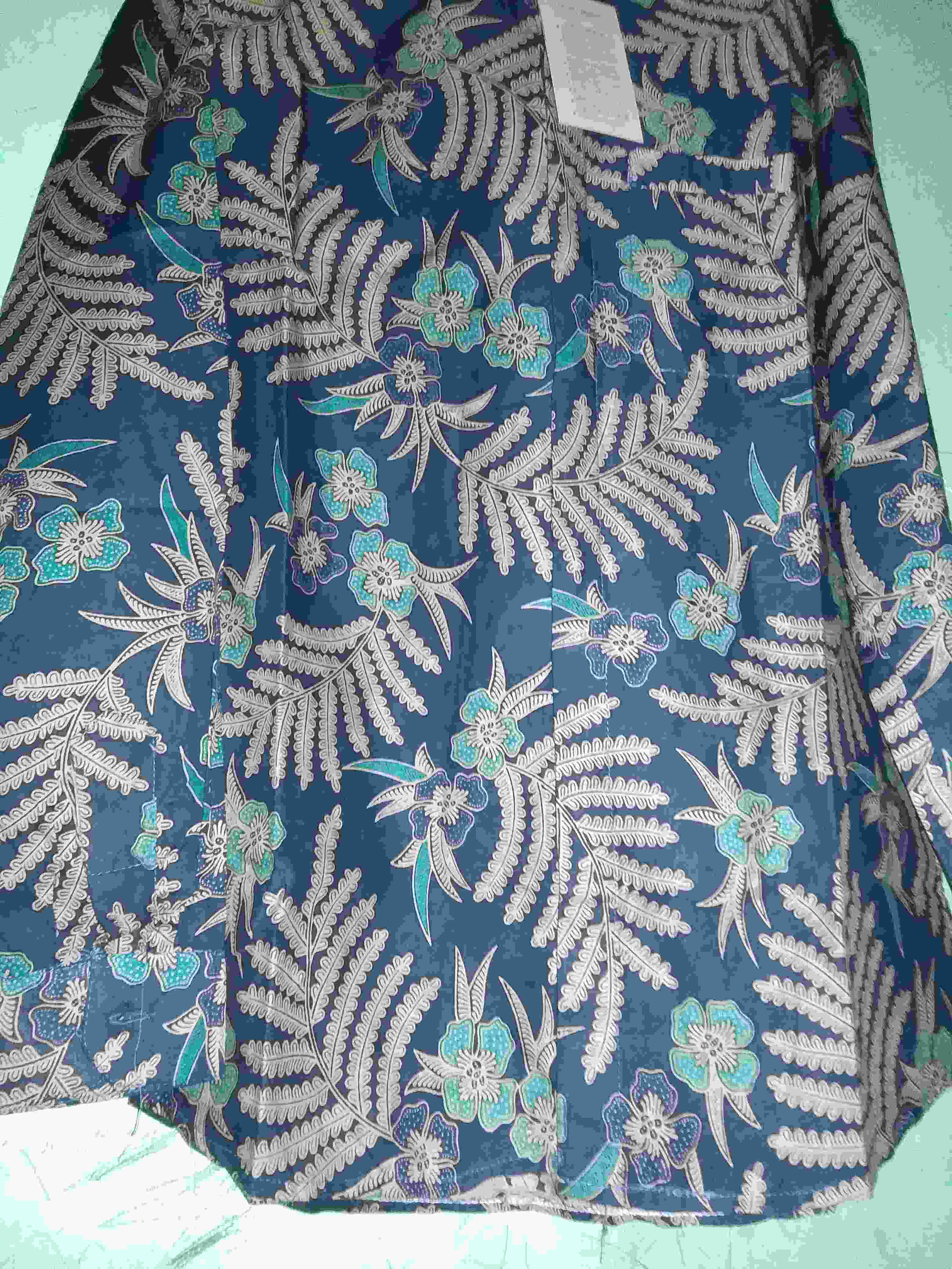 Men Sale Kemeja Batik Slimfit Modern Best Quality Atasan Couple Standar Butik Motif Daun Navy