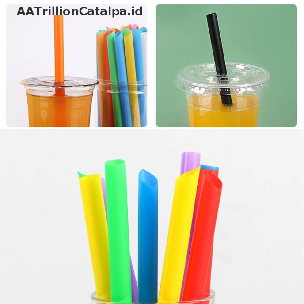 (AATrillionCatalpa) 100pcs Sedotan Plastik Lebar Sekali Pakai Untuk Milkshake / Teh