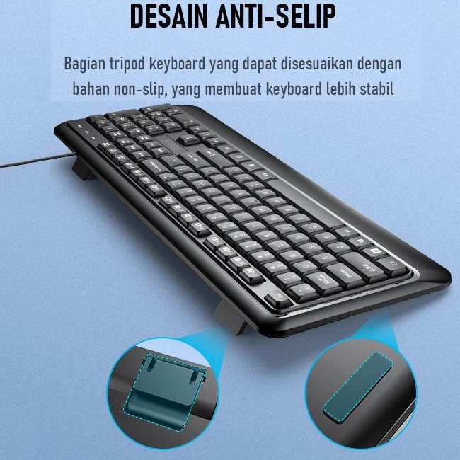 ROBOT KM2600 Keyboard & Mouse Kabel Combo 104 Key 1200 DPI Komputer / Laptop New KM2500 - Garansi Resmi 1 Tahun-4