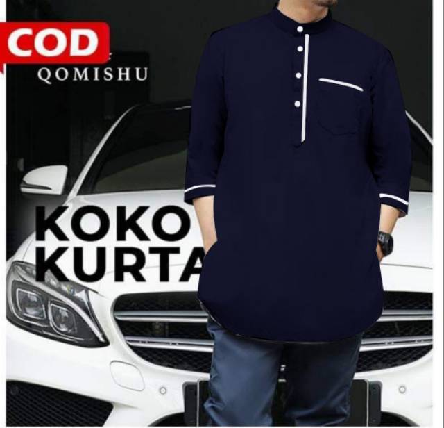 TOTOTAshop.Baju koko KURTA.Bahan cotton premium.Lengan 7/8 ada kantong kiri kanan dan di dada.