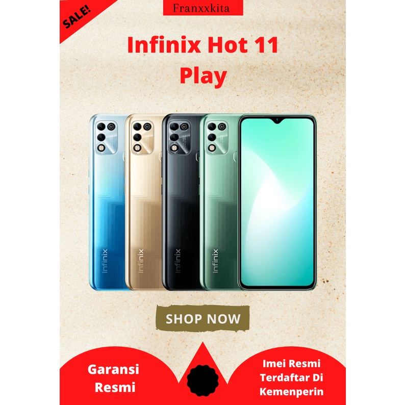 INFINIX HOT 11 PLAY 3/32GB RAM 3 ROM 32GB GARANSI RESMI